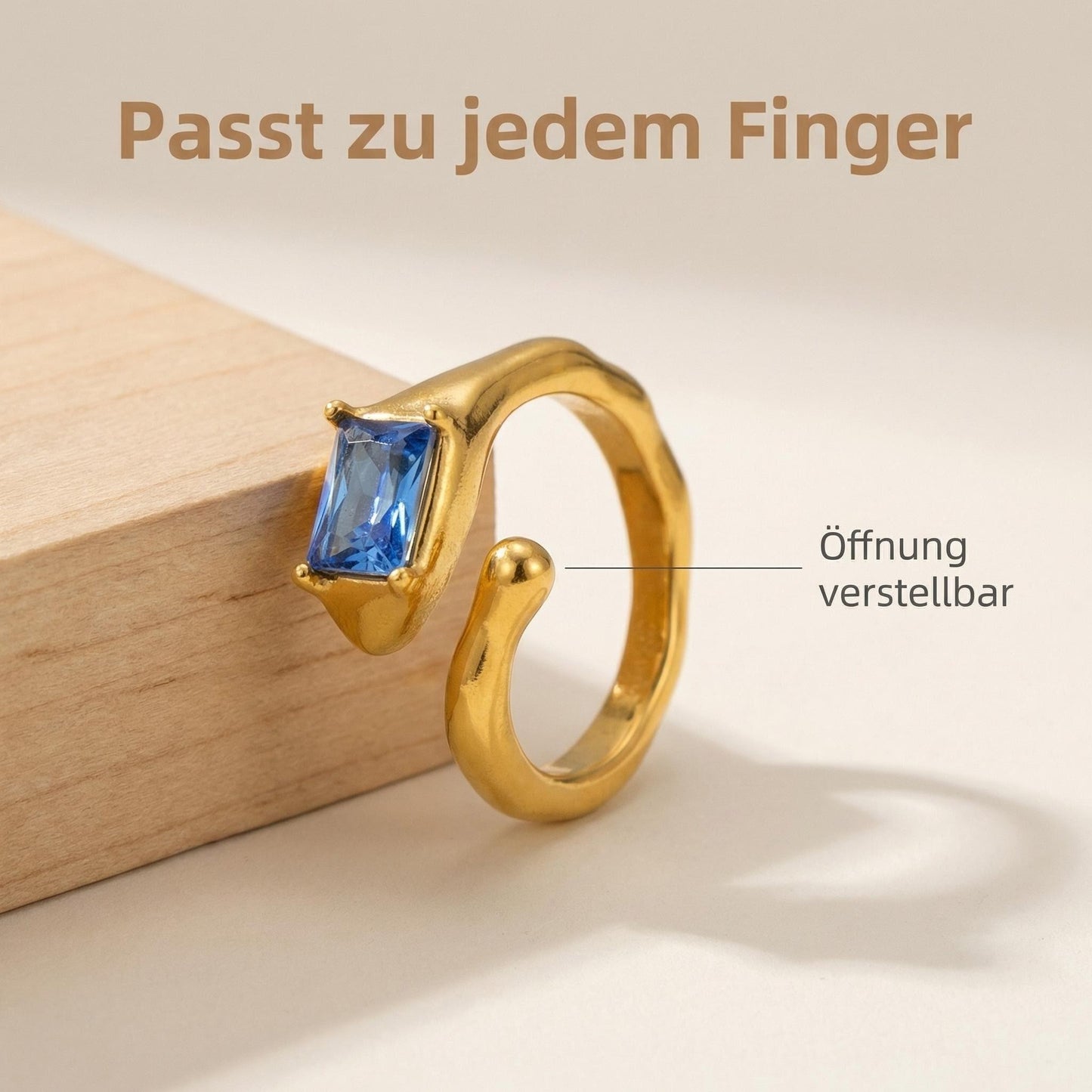 GLANZI Schlangen Ring mit Blauem Zirkonia