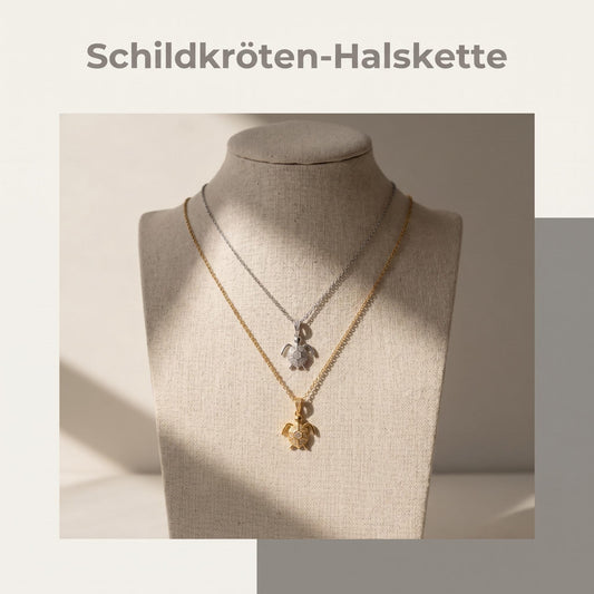 GLANZI Ocean Glow Halskette – Schildkröten Anhänger mit Zirkonia, 18K Vergoldet
