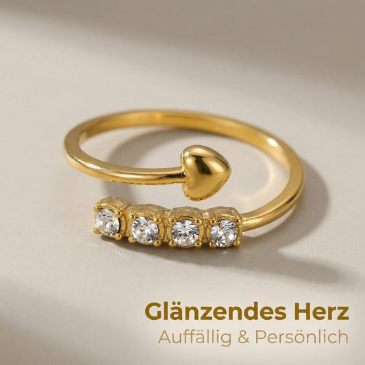 GLANZI Nagel Ring mit Herz & Zirkonia