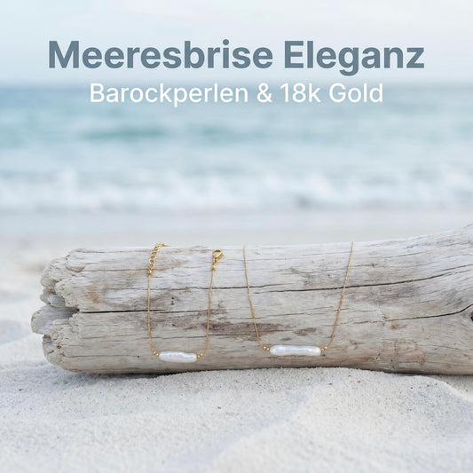 GLANZI Pearl Line Set – Halskette & Armband mit Barockperlen