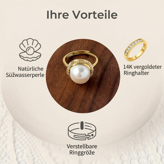 Große Süßwasserperle mit vollen Zirkon Ring