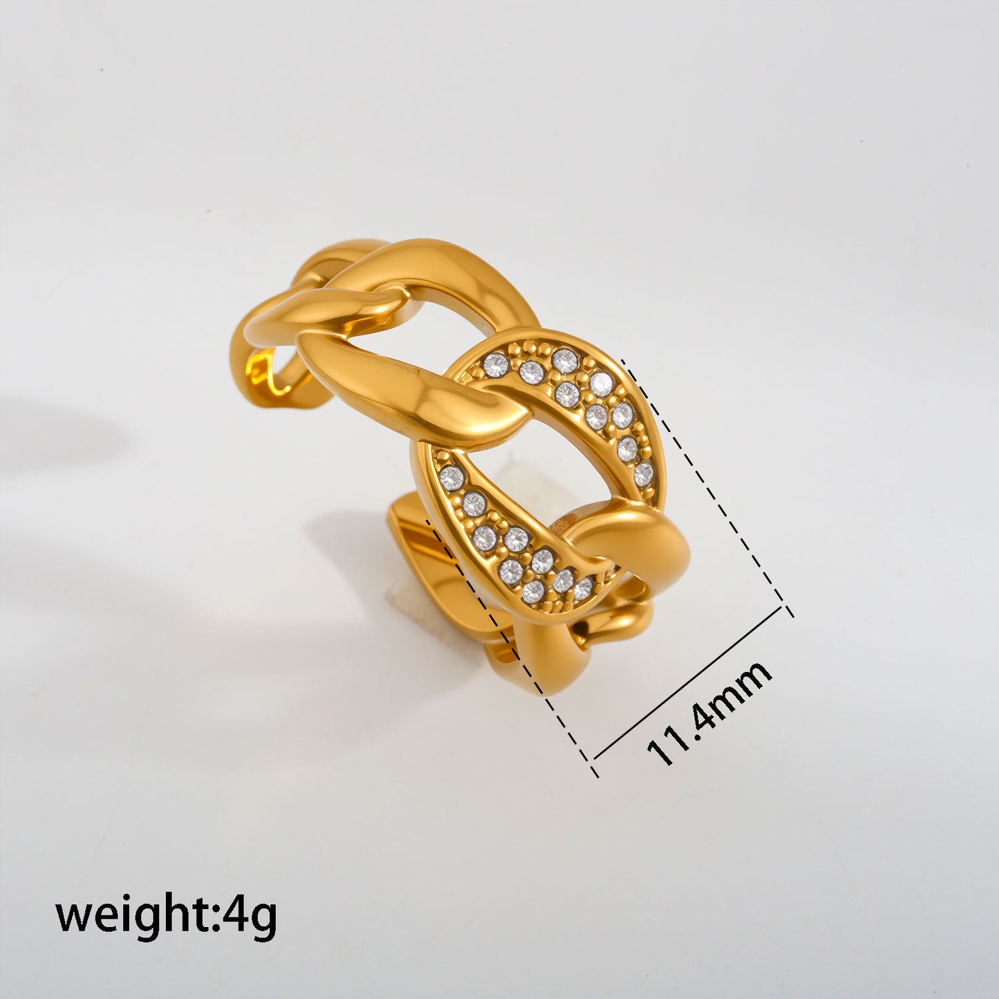 GLANZI Linked Glow Ring – Offener Kettenring mit Zirkonia
