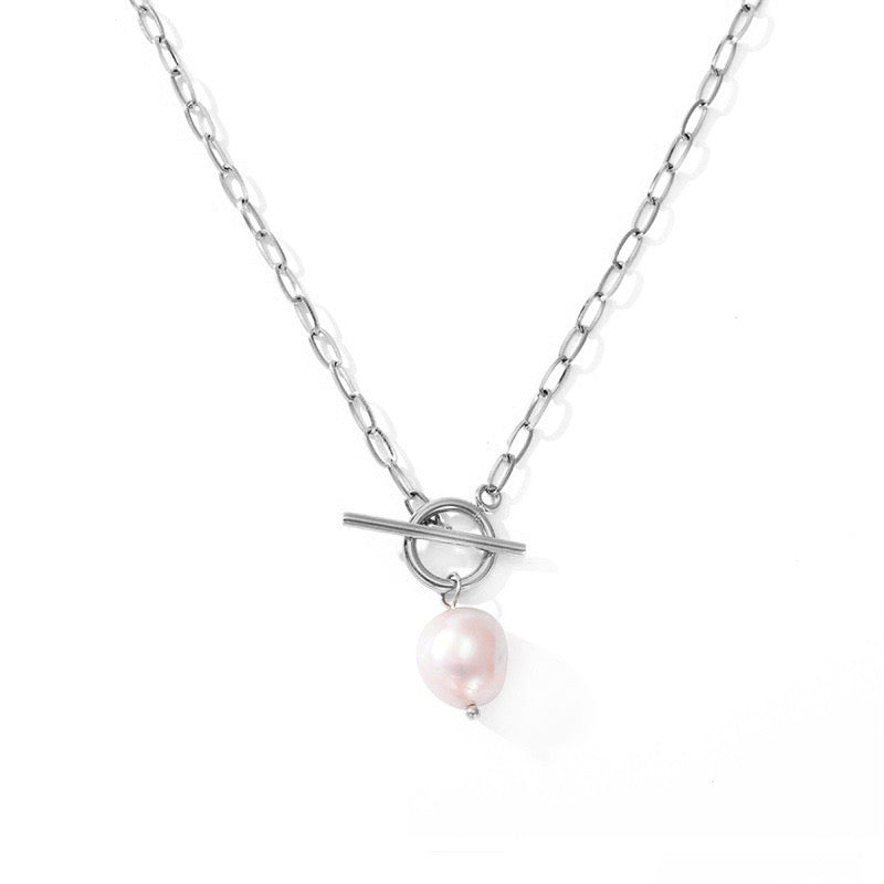 GLANZI Pearl Essence Halskette – Süßwasserperle mit OT-Verschluss, 18K Vergoldet