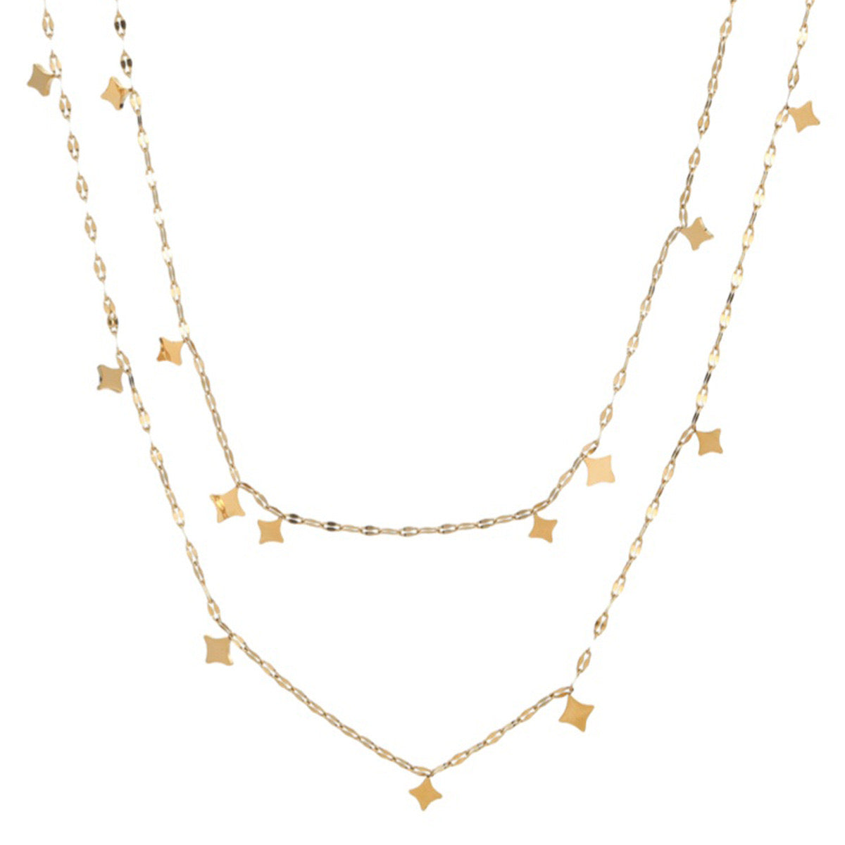 Doppellagige Halskette – Sternenhimmel Design, 18K Edelstahl