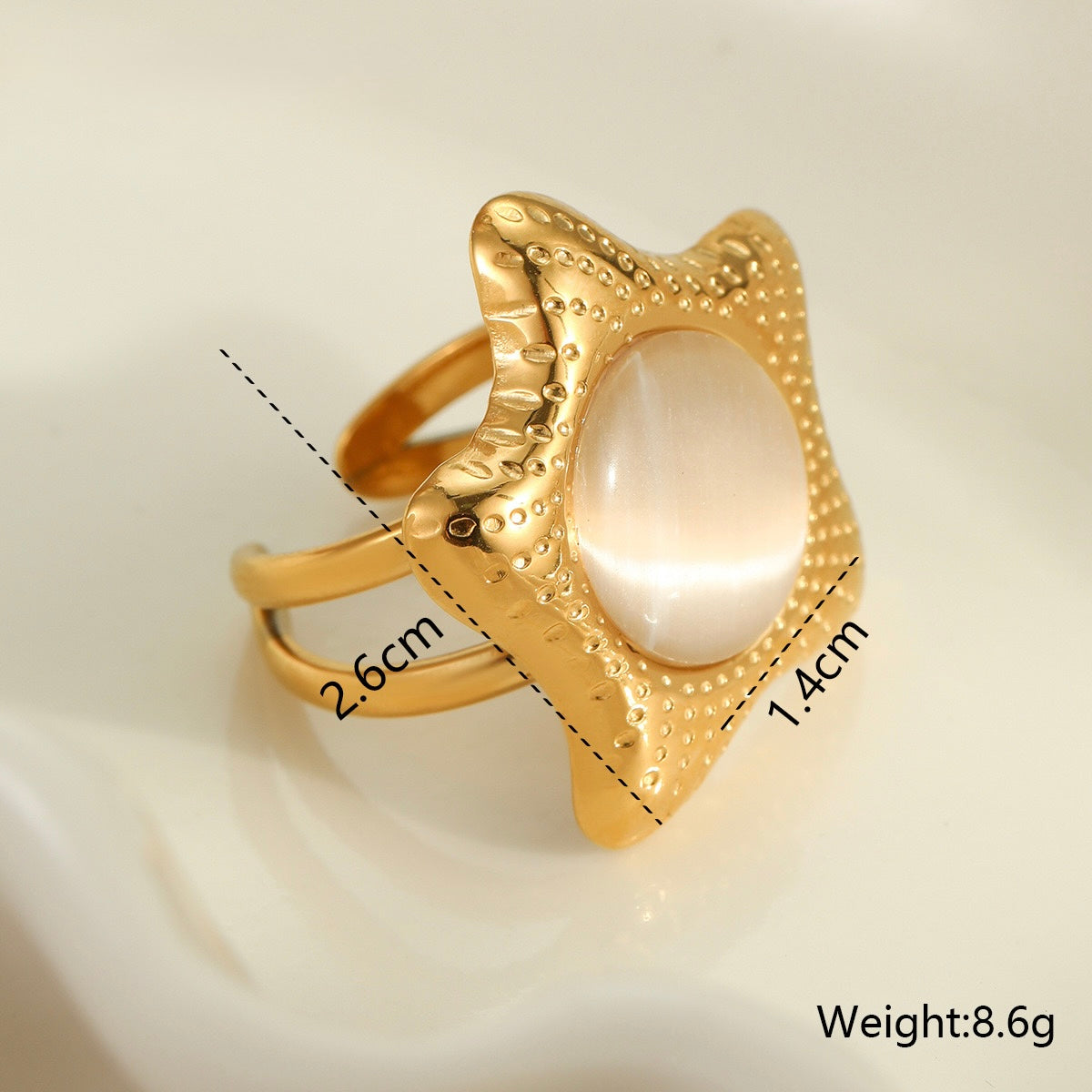 GLANZI Schmuck-Set – Stern Ohrstecker & Ring mit Katzenauge, 18K Edelstahl
