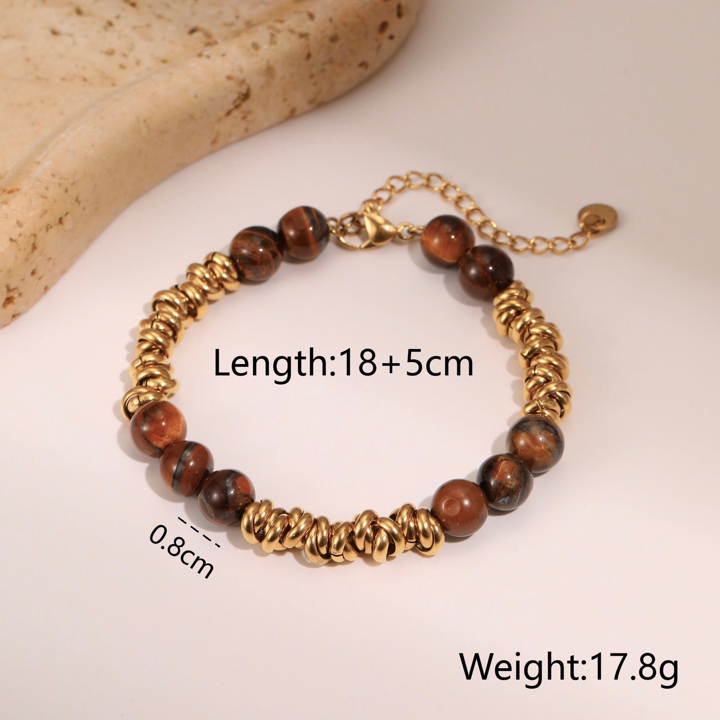 GLANZI Armband im Vintage-Design mit Tigerauge – 18K Edelstahl