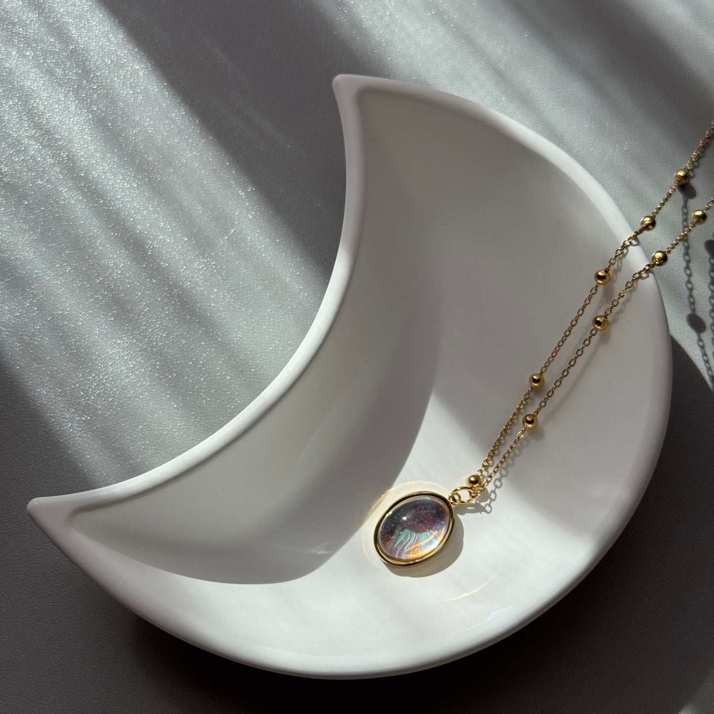 GLANZI Halskette mit Mondstein – 18K Edelstahl, 40+5 cm, zeitlose Eleganz