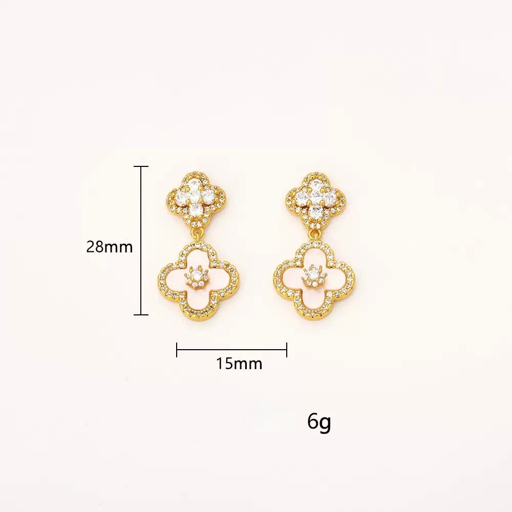 GLANZI Kleeblatt-Ohrringe – Zirkonia-Glanz 💎🍀 in Gold, Silber & Rosé, mit 925er Silberstecker