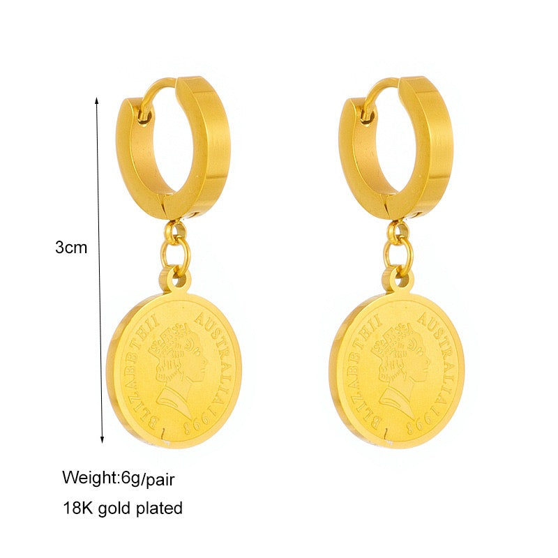 Elegante Münz-Ohrringe mit Königin-Porträt 👑