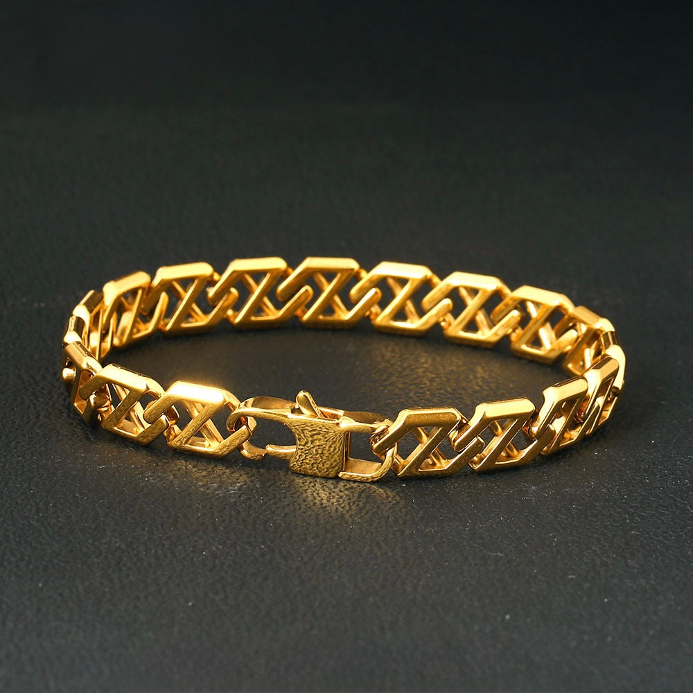 GLANZI Herren Cuban Link Kette – 19 mm Breite, 20 cm Länge | Edelstahl 18K Vergoldet in Gold & Silber