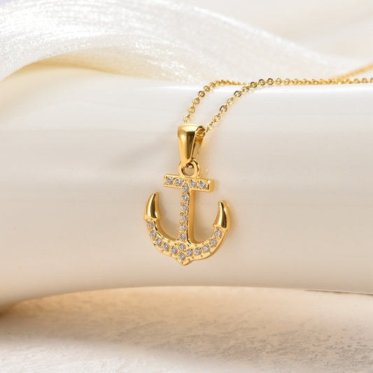 Anker Halskette mit Zirkonia