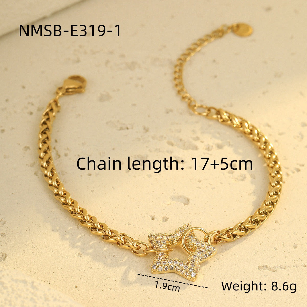 Zirkonia Armband – Stern, Kreis & U-Form Design