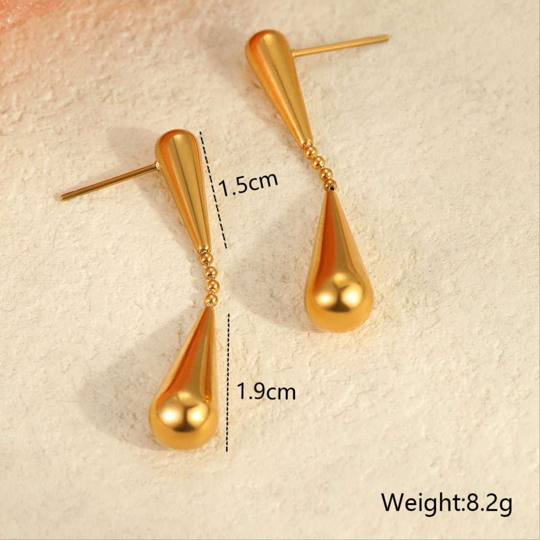 Doppel-Wassertropfen Ohrringe – 18K Vergoldeter Edelstahl