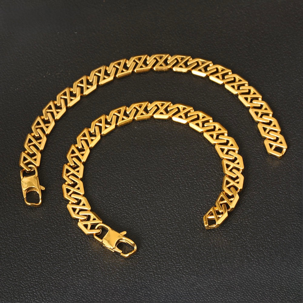 GLANZI Herren Cuban Link Kette – 19 mm Breite, 20 cm Länge | Edelstahl 18K Vergoldet in Gold & Silber