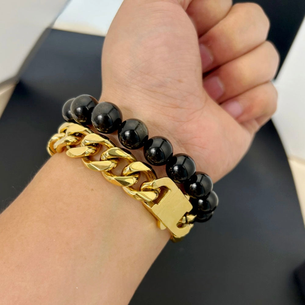 Cuban Link Herren Armband – 18K Vergoldeter Titanstahl 15mm