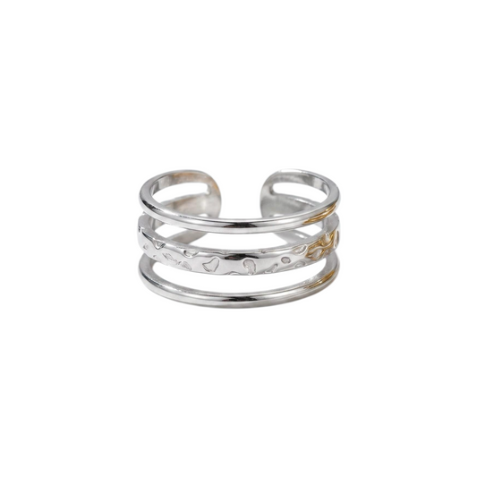 GLANZI Layer Ring – Dreireihiges Design, Edelstahl oder 18K Vergoldet, Verstellbar