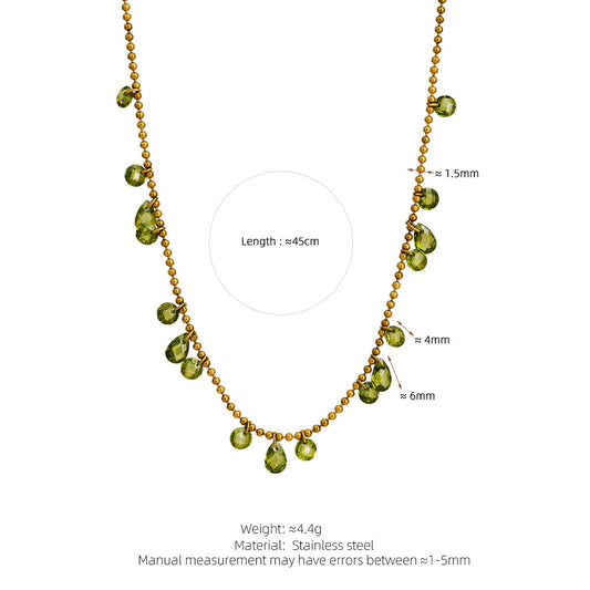 GLANZI Waldlicht Schmuckset - Halskette & Armband mit grünem Zirkonia