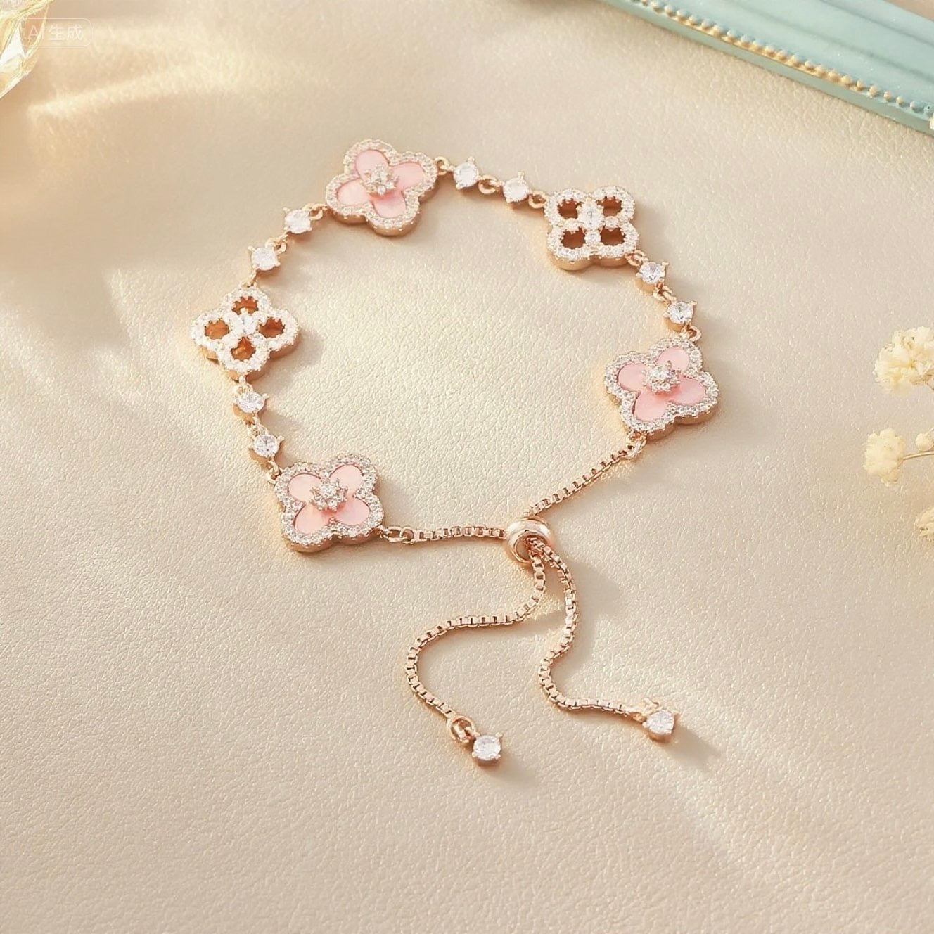 GLANZI Kleeblatt-Armband – ultra glänzend mit Zirkonia 💎🍀 in Gold, Silber & Rosé