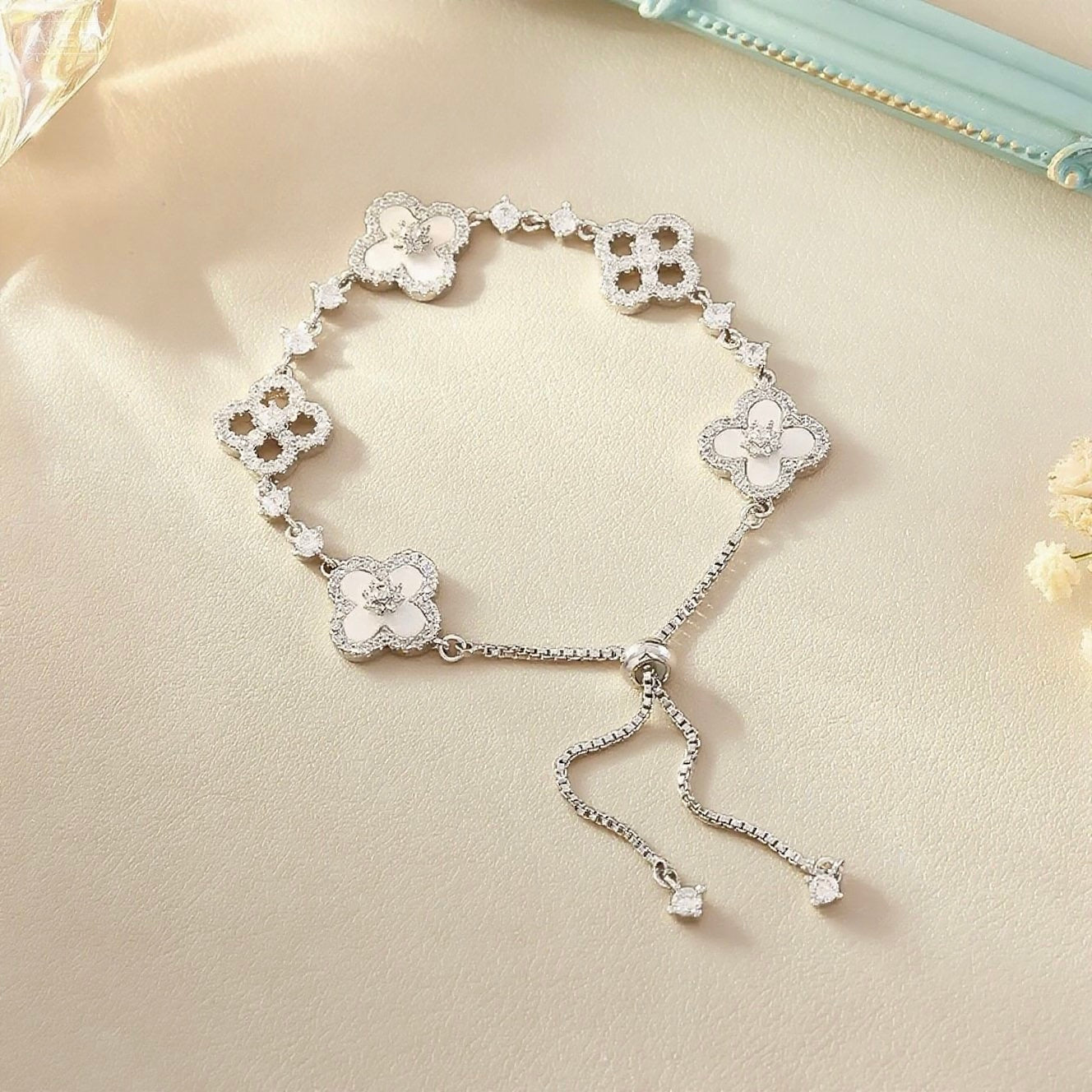 GLANZI Kleeblatt-Armband – ultra glänzend mit Zirkonia 💎🍀 in Gold, Silber & Rosé