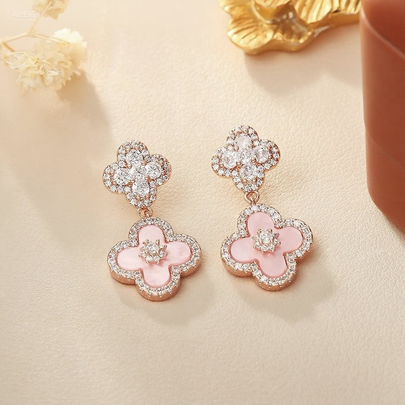 GLANZI Kleeblatt-Ohrringe – Zirkonia-Glanz 💎🍀 in Gold, Silber & Rosé, mit 925er Silberstecker