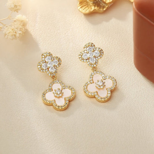 GLANZI Kleeblatt-Ohrringe – Zirkonia-Glanz in Gold, Silber & Rosé