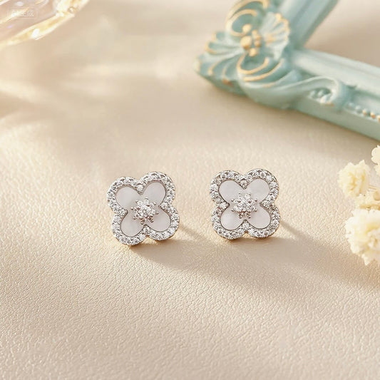 GLANZI Kleeblatt-Ohrstecker – glänzende Zirkonia 💎🍀 in Gold, Silber & Rosé