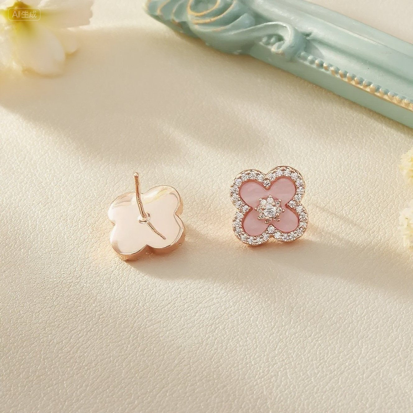 GLANZI Kleeblatt-Ohrstecker – glänzende Zirkonia 💎🍀 in Gold, Silber & Rosé