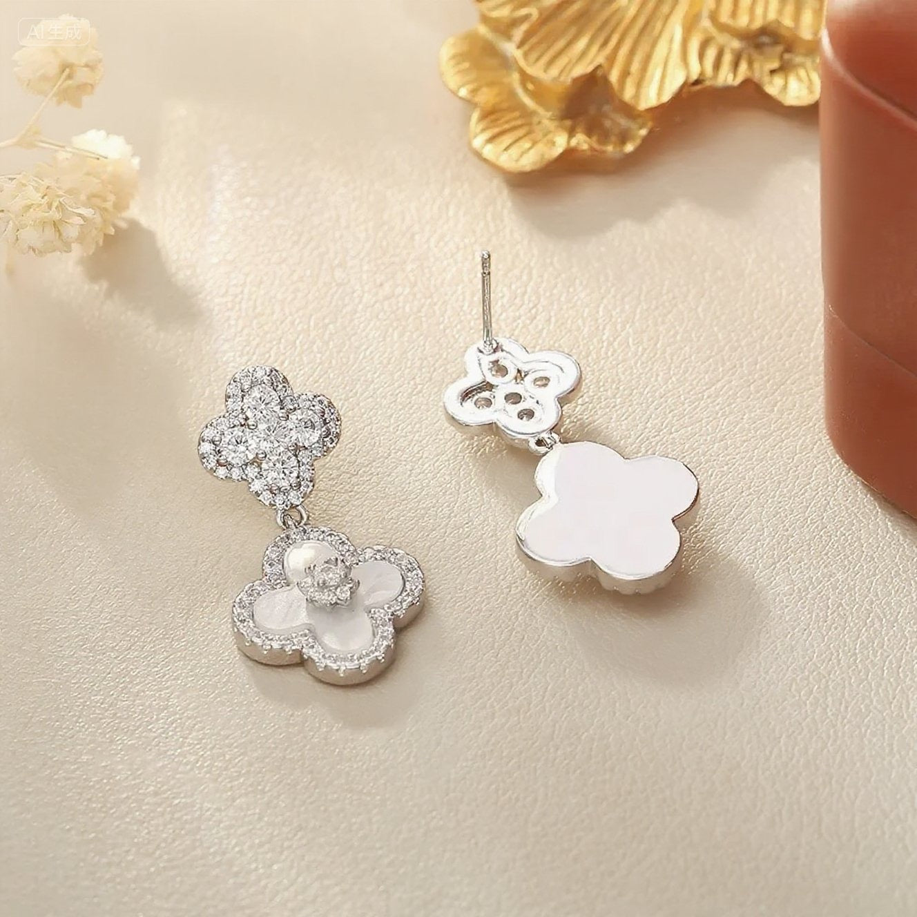 GLANZI Kleeblatt-Ohrringe – Zirkonia-Glanz 💎🍀 in Gold, Silber & Rosé, mit 925er Silberstecker