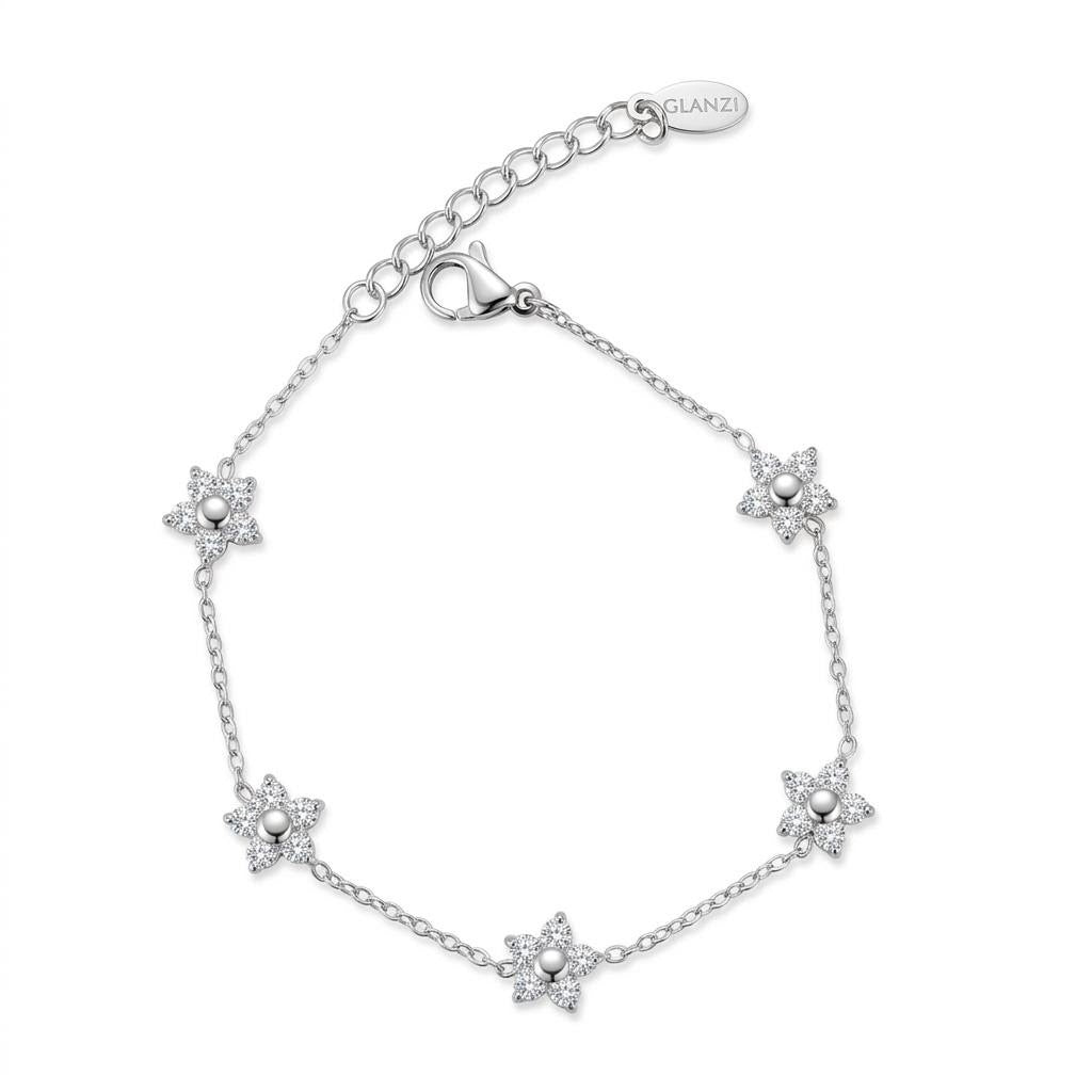 GLANZI Zarte Blumen Halskette und Armband