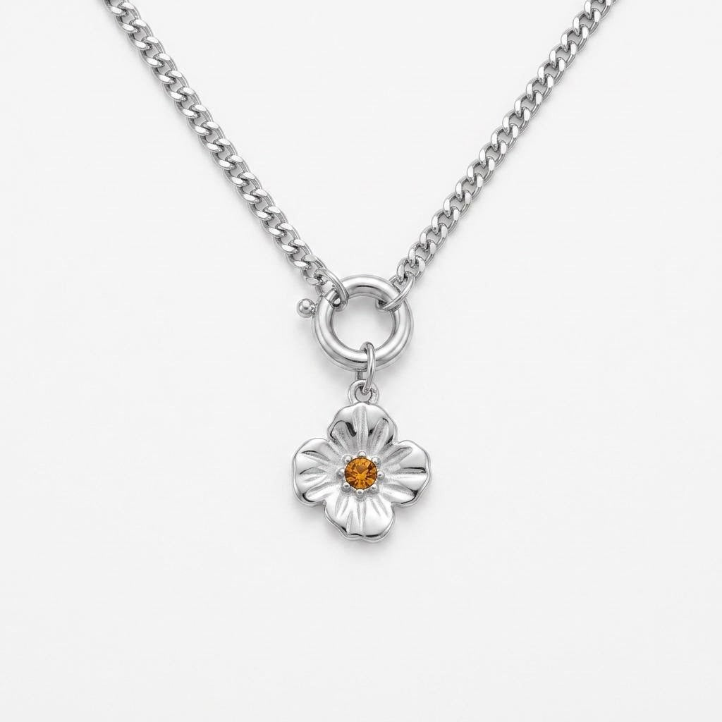 GLANZI Fleur de Soleil Halskette – Vintage Flower Charm