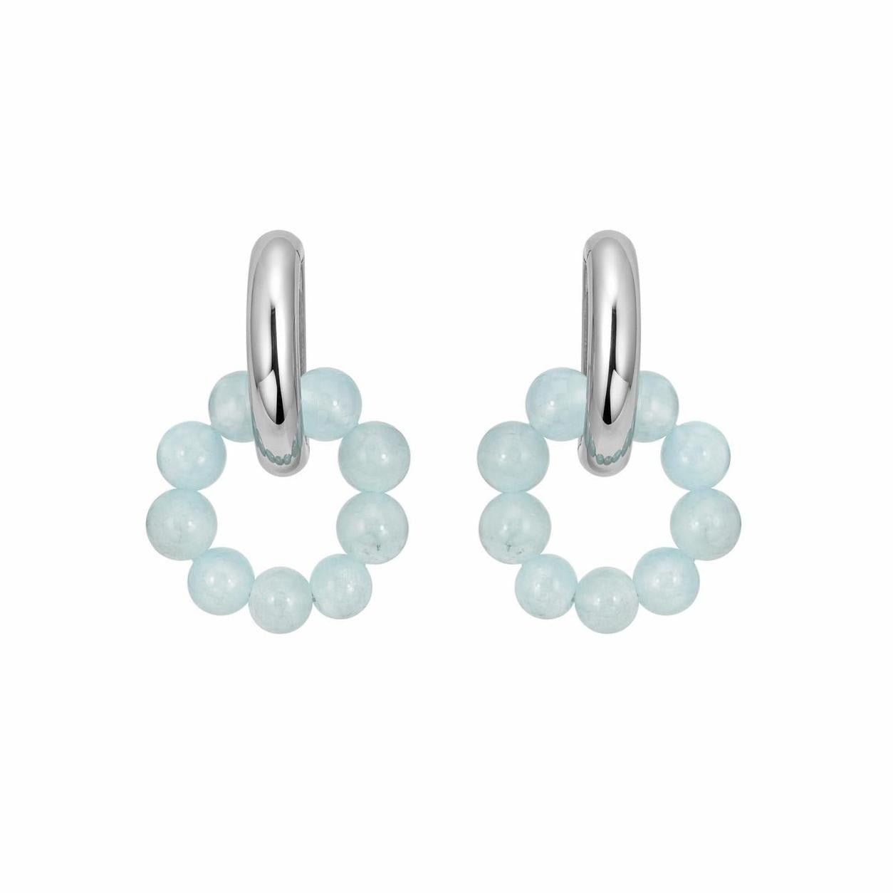 GLANZI Aqua Orbit Ohrringe – Versetzte Ringe mit Aquamarin