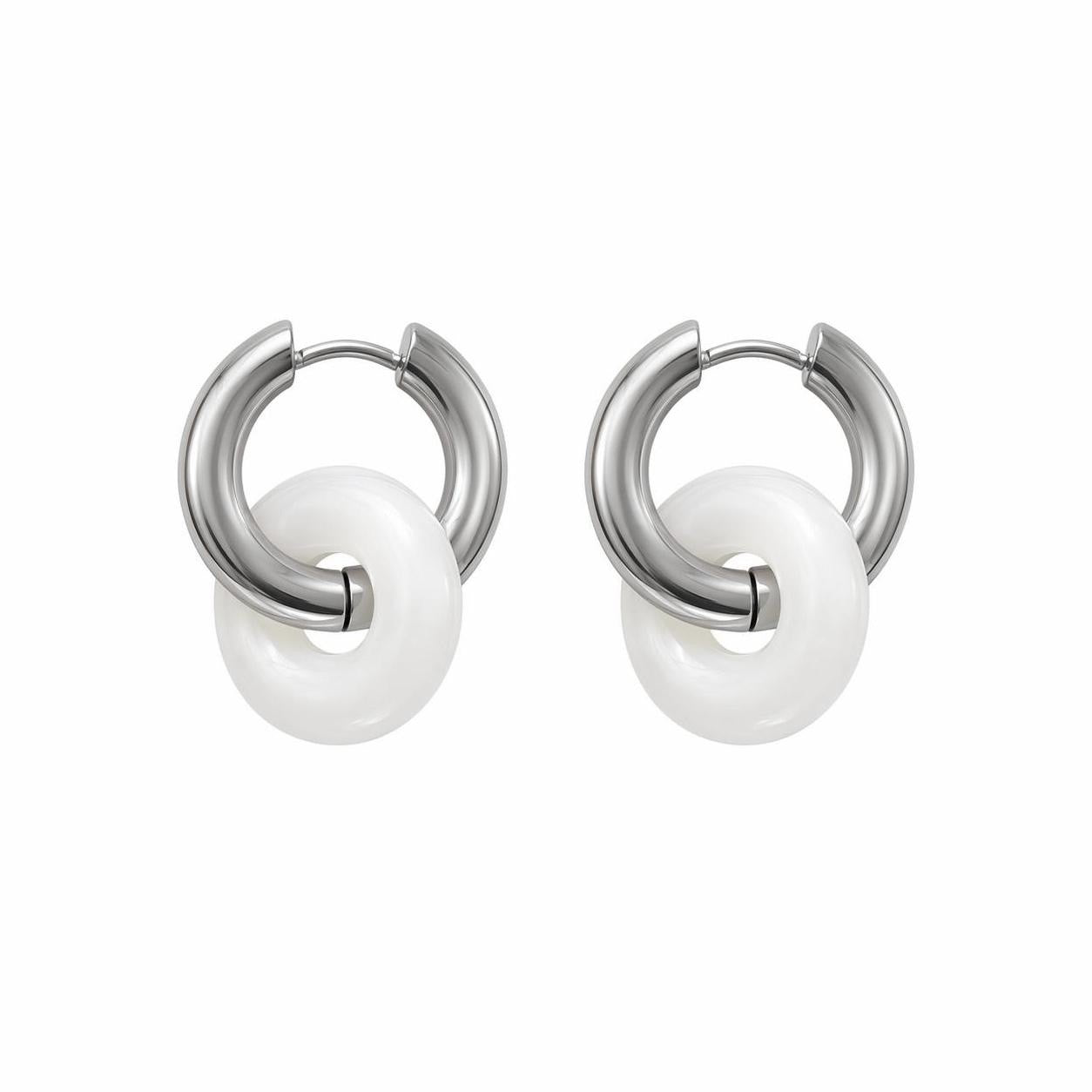 GLANZI White Harmony Ohrringe – Natürlicher Weißer Naturstein, 18K Vergoldet