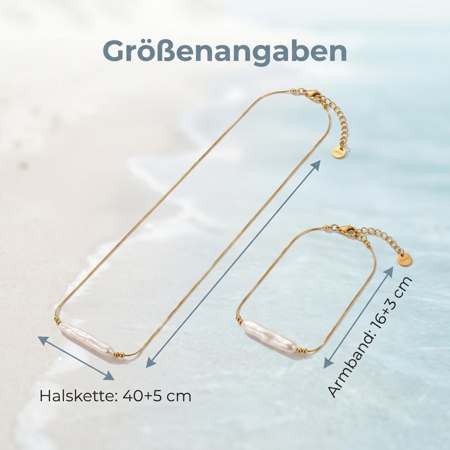 GLANZI Pearl Line Set – Halskette & Armband mit Barockperlen