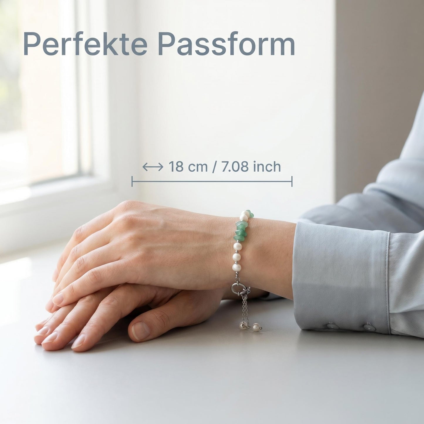 GLANZI Forest Dew Armband – Süßwasserperlen & Grüner Aventurin