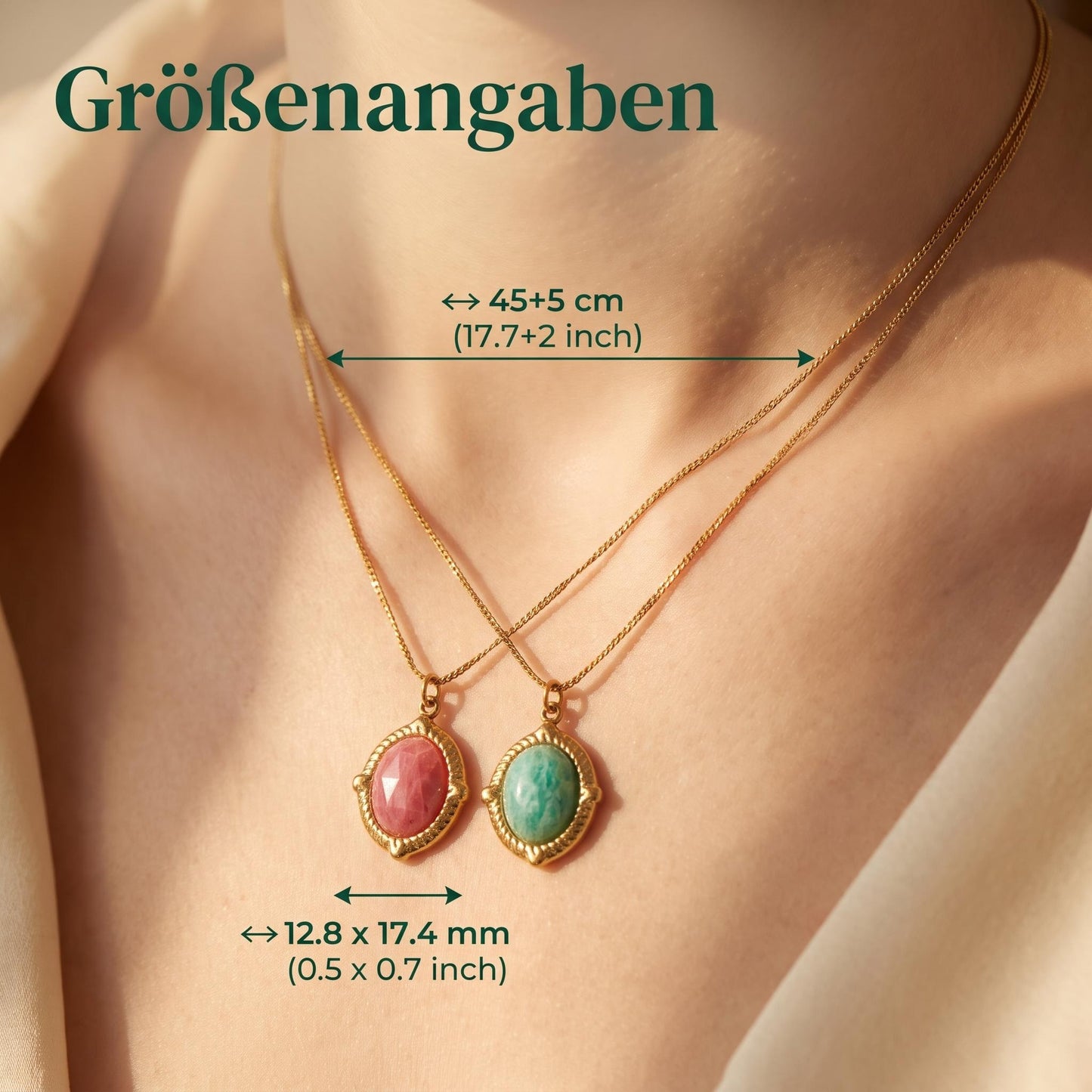 GLANZI Terra Muse Halskette – Naturstein-Anhänger mit 18K Vergoldung