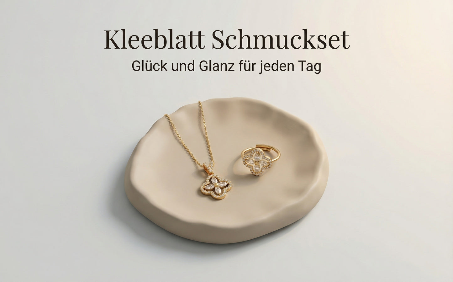 GLANZI Kleeblatt Schmuckset – Halskette & Ring