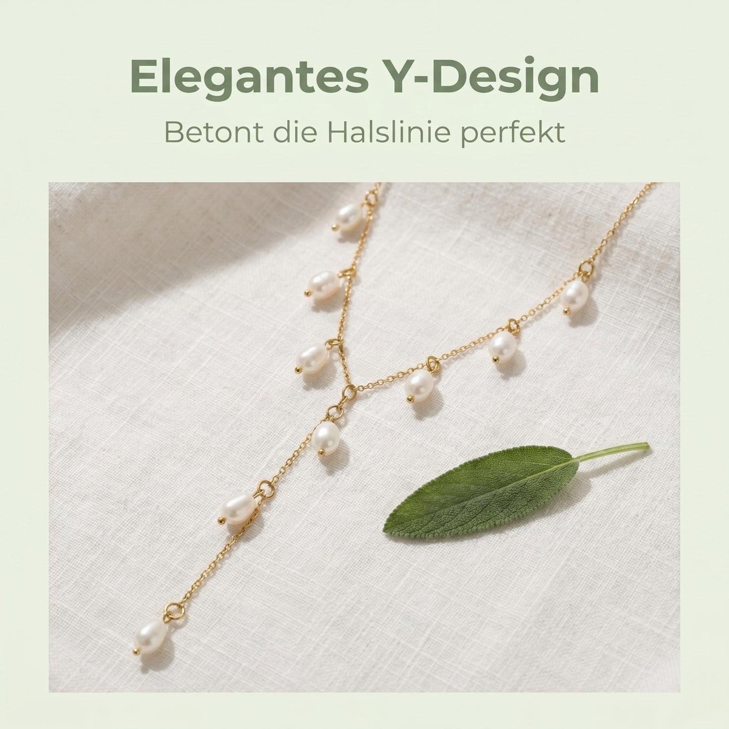 GLANZI Pearl Cascade Halskette – Y-Design mit Barockperlen, Gold oder Silber