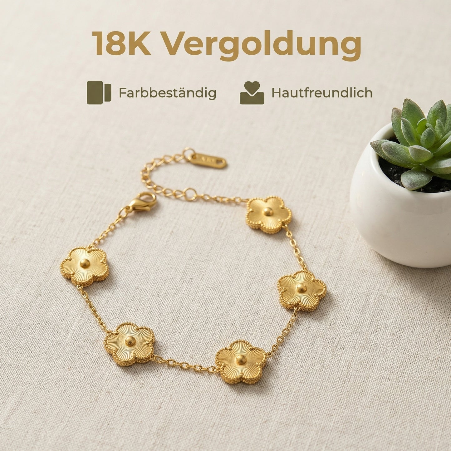 GLANZI Fünfblättriges Design Blumen Armband