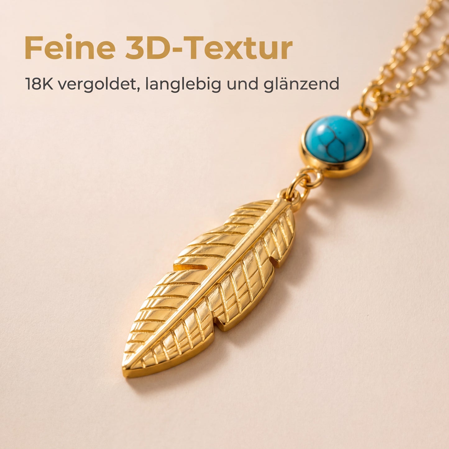 GLANZI Halskette mit Türkis und Federanhänger