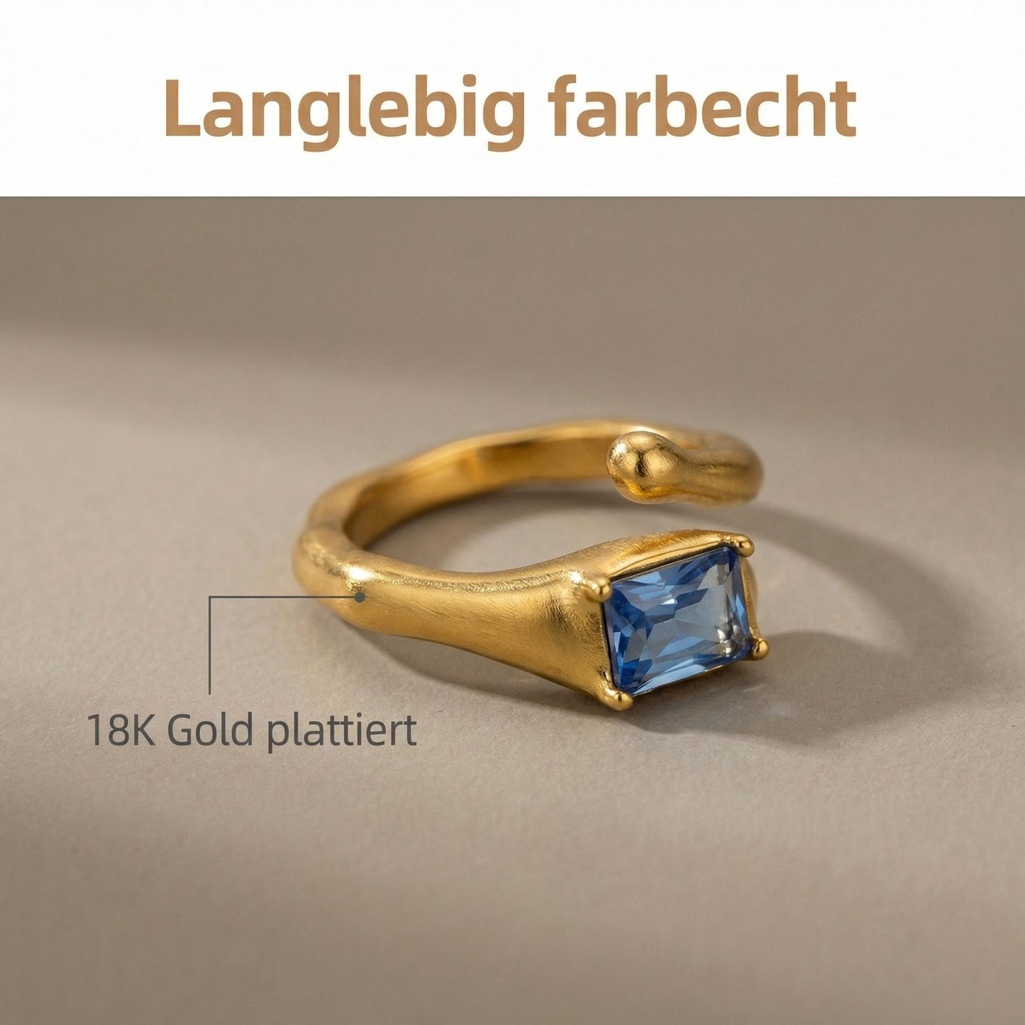 GLANZI Schlangen Ring mit Blauem Zirkonia
