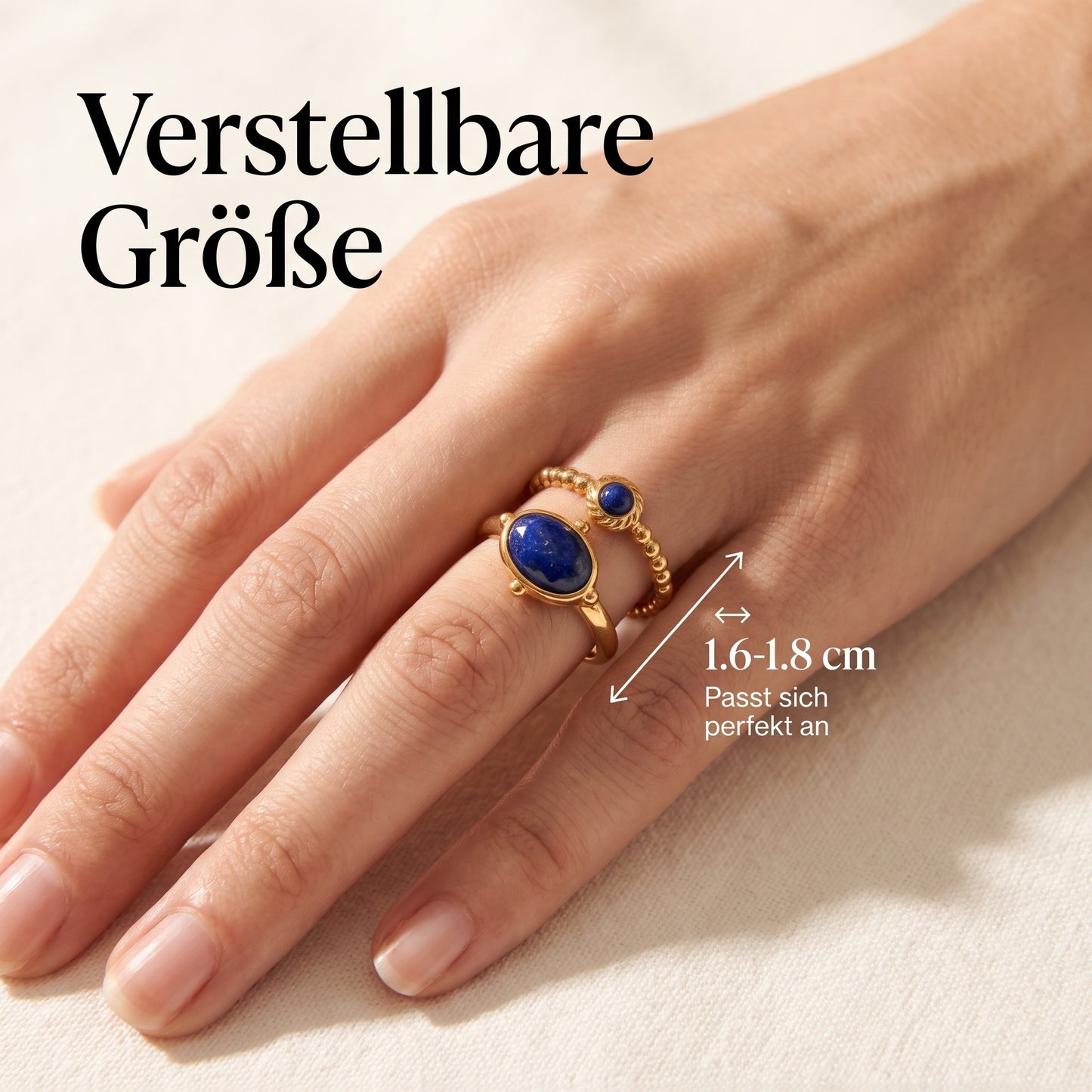 GLANZI Midnight Aura Ring – Doppelring mit Lapislazuli
