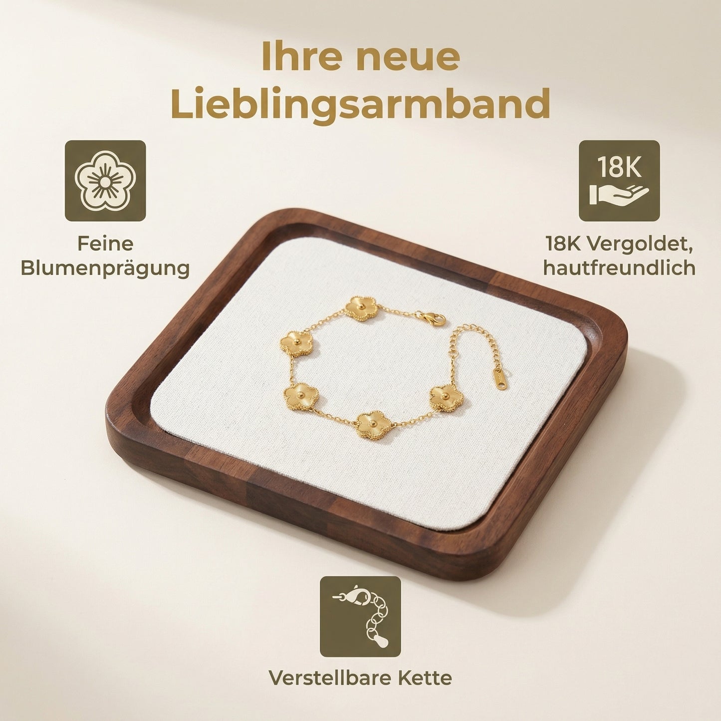 GLANZI Fünfblättriges Design Blumen Armband