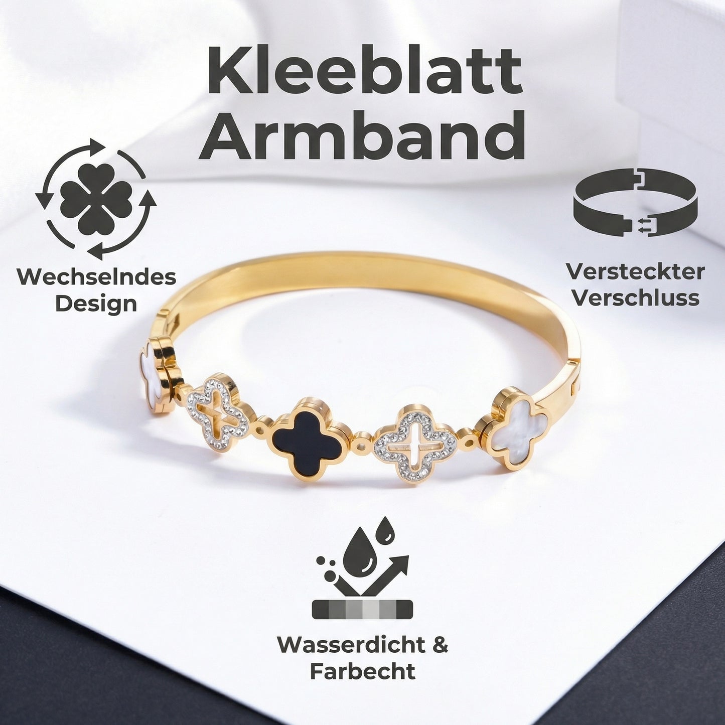 GLANZI Kleeblatt-Armreif – dein eleganter Glücksbringer