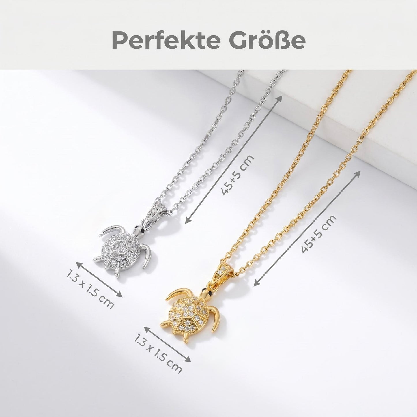 GLANZI Ocean Glow Halskette – Schildkröten Anhänger mit Zirkonia, 18K Vergoldet