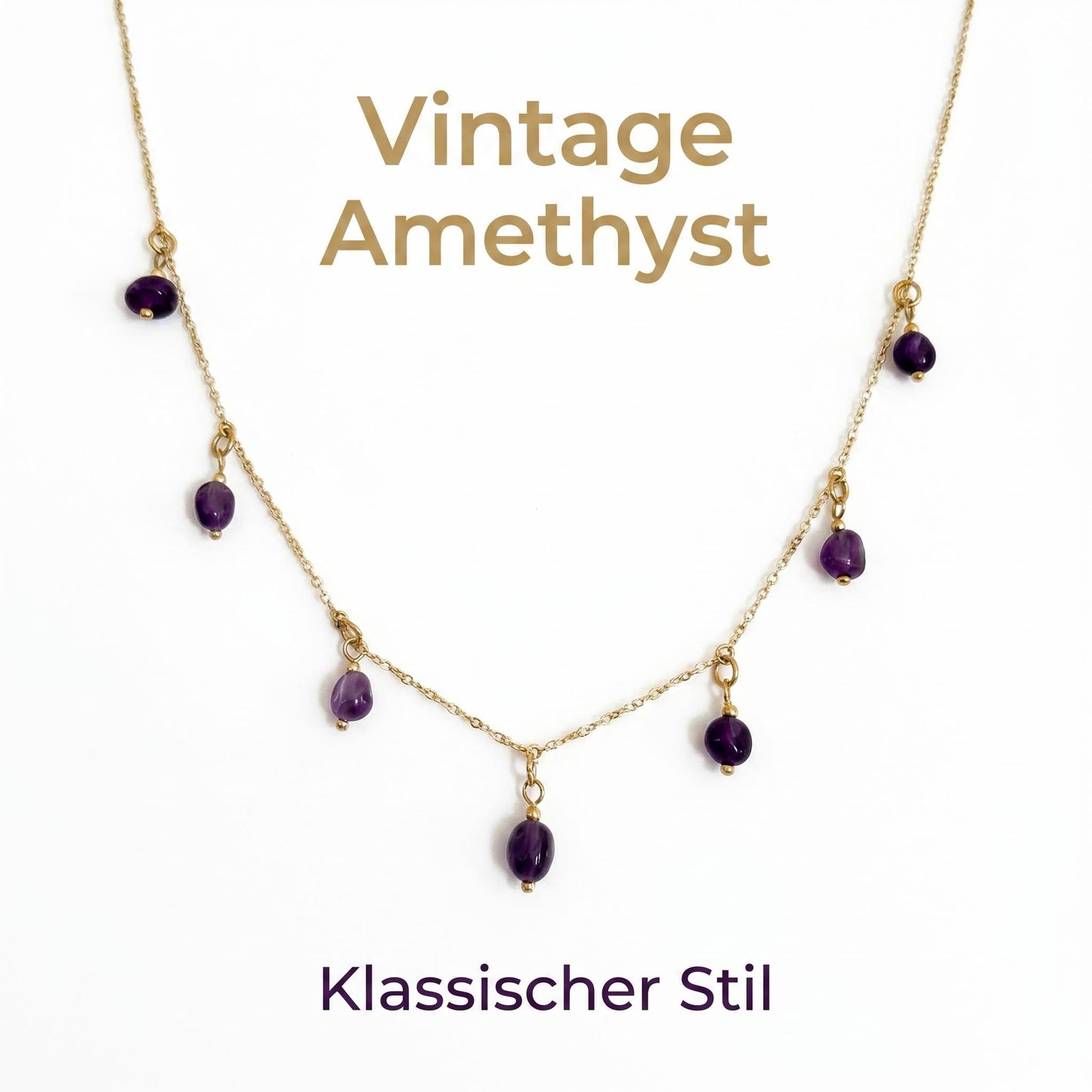 GLANZI Amethyst Cascade Halskette – Schwebende Tropfen aus Amethyst