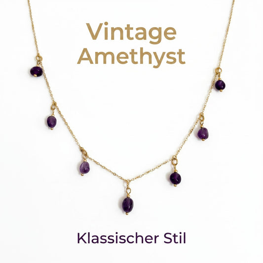 GLANZI Amethyst Cascade Halskette – Schwebende Tropfen aus Amethyst