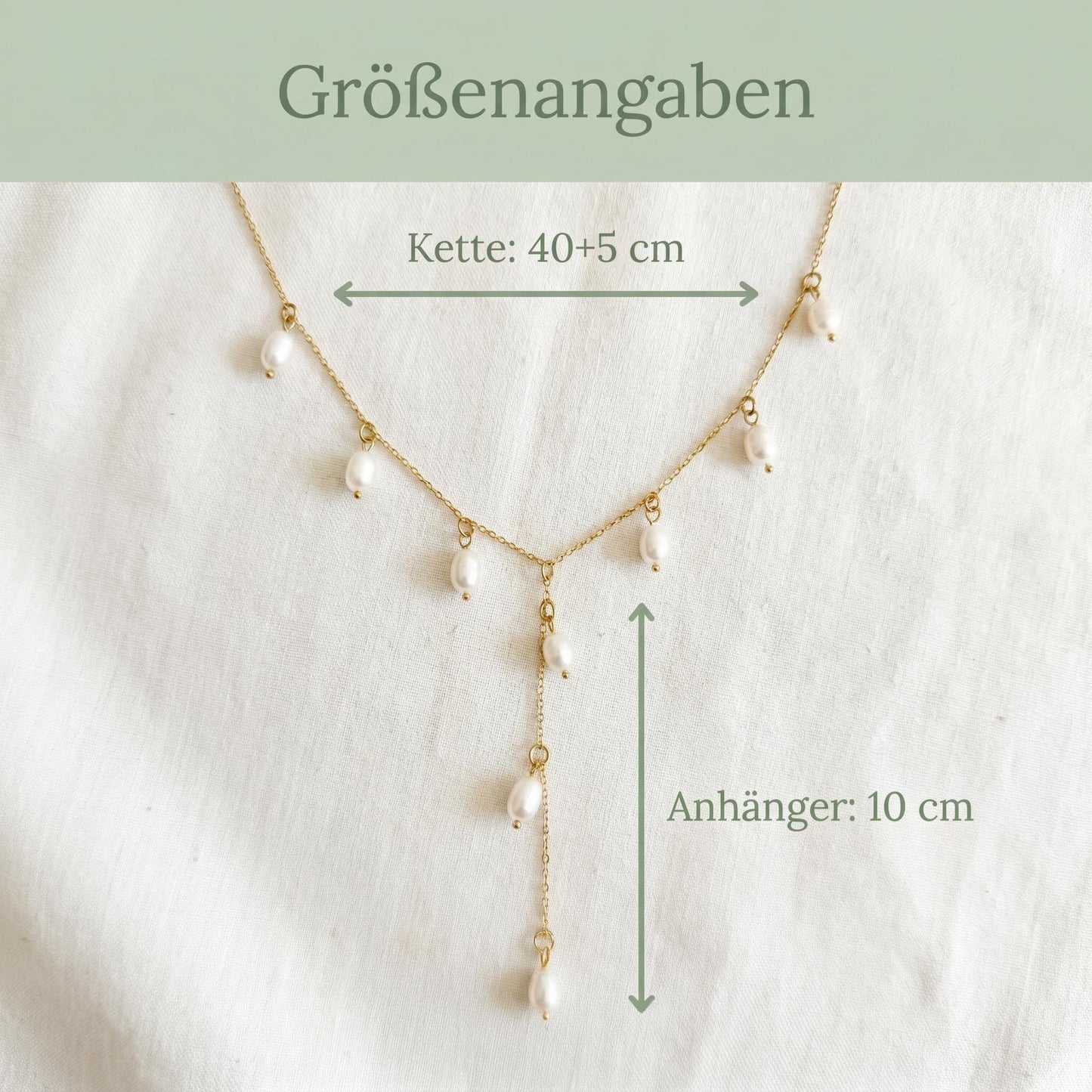 GLANZI Pearl Cascade Halskette – Y-Design mit Barockperlen, Gold oder Silber