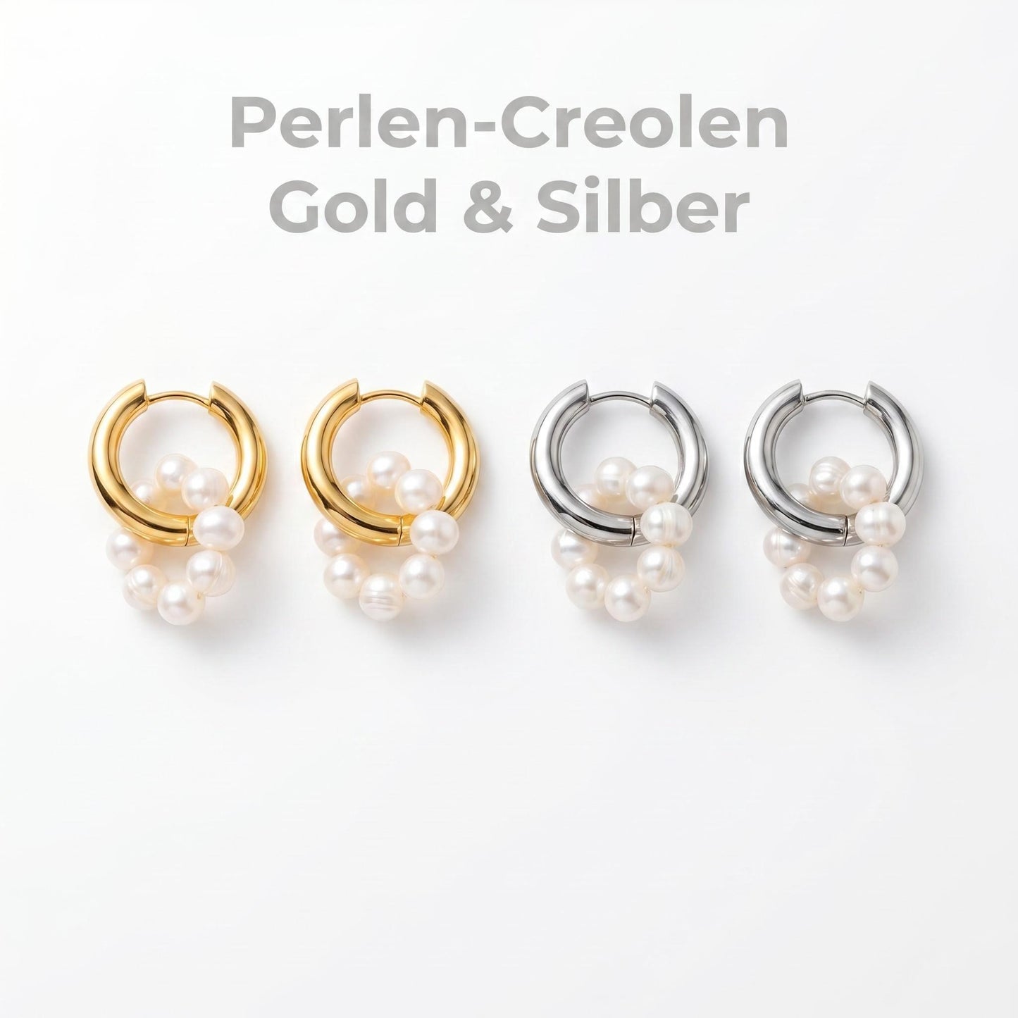 GLANZI Pearl Orbit Ohrringe – Versetzte Ringe mit Naturperlen, 18K Vergoldet