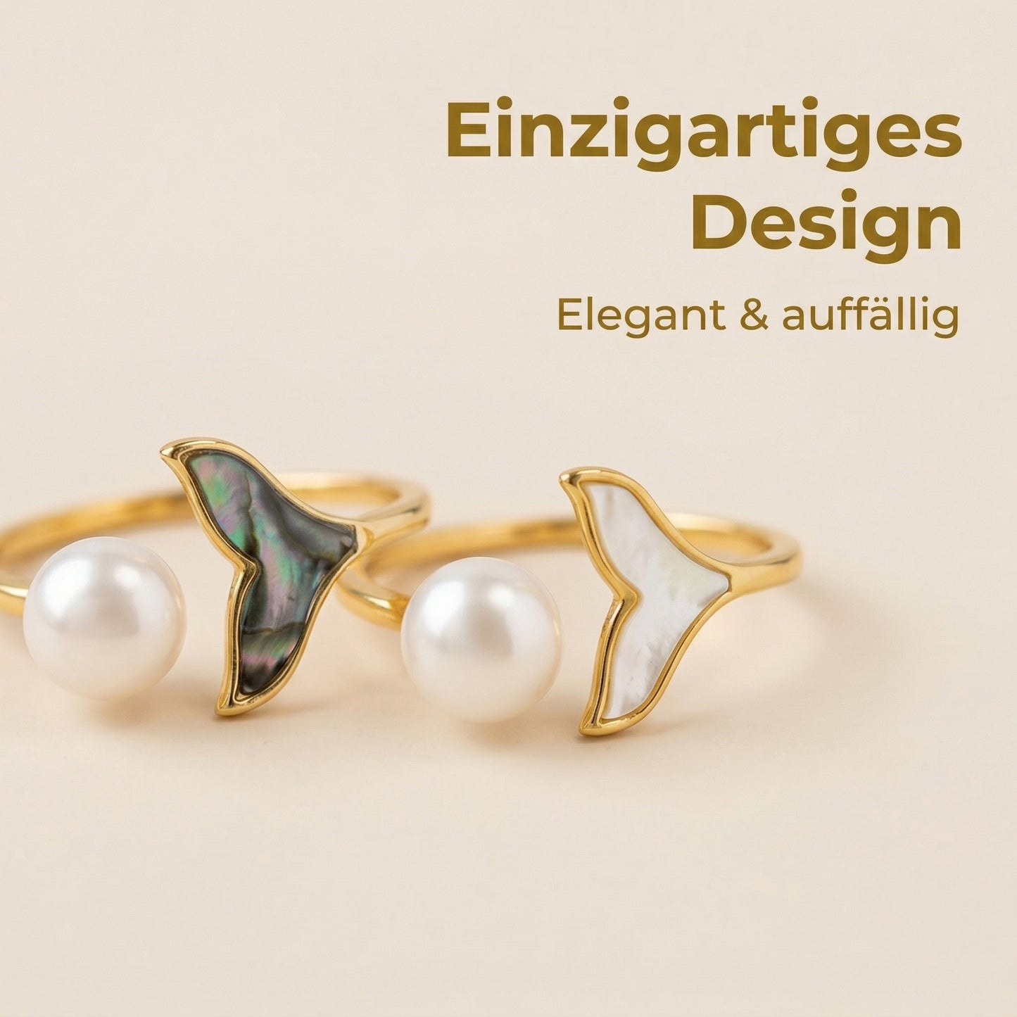 Offener Ring mit Süßwasserperle und Fischschwanz