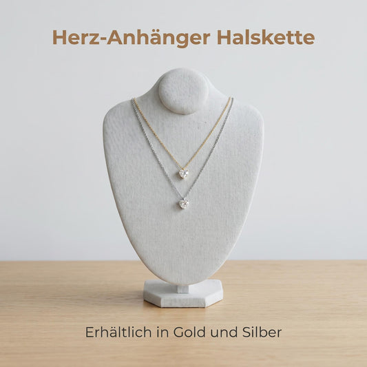 GLANZI Heart of Light Halskette – Herzanhänger mit funkelndem Zirkonia